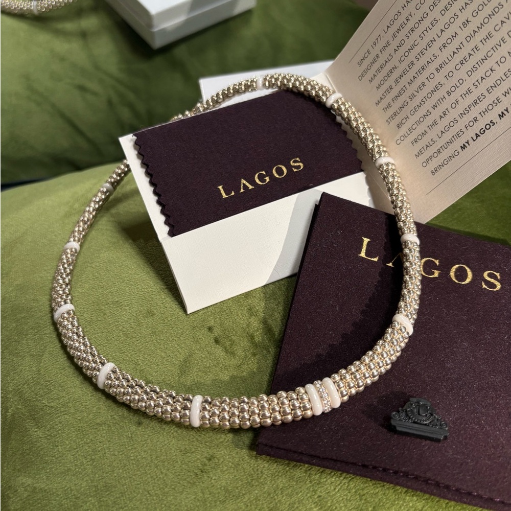 Lagos Caviar Necklace with Diamonds. 18” - Picture 4 of 6